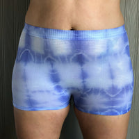 1 pair of cloud blue postpartum mesh underwear on body 