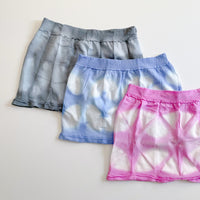 1 slate grey, 1 cloud blue and 1 pink shibori pattern postpartum underwear