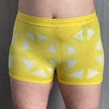 Yellow, shibori pattern postpartum underwear on body