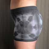 side image of Phantom Black colour, shibori pattern, postpartum underwear, on body